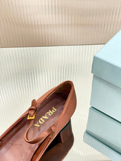 PRA NAPPA MARY JANE PUMPS BROWN SATIN