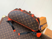LV 25S CHRISTOPHER BACKPACK 48 IN BROWN AND VERMILION CANVAS MONOGRAM