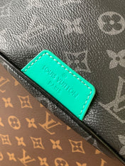 LV 25S DISCOVERY BUMBAG 44 IN BLACK AQUA MONOGRAM ECLIPSE CANVAS AND CALFSKIN