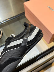 MIUMIU 26S SNEAKERS IN BLACK FABRIC AND SUEDE