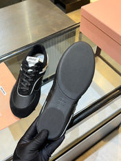 MIUMIU 26S SNEAKERS IN BLACK FABRIC AND SUEDE