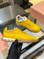 MIUMIU 26S SNEAKERS IN YELLOW FABRIC AND SUEDE