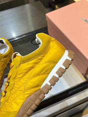 MIUMIU 26S SNEAKERS IN YELLOW FABRIC AND SUEDE
