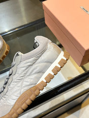 MIUMIU 26S SNEAKERS IN GRAY FABRIC AND SUEDE