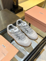 MIUMIU 26S SNEAKERS IN GRAY FABRIC AND SUEDE