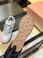 MIUMIU 26S SNEAKERS IN GRAY FABRIC AND SUEDE