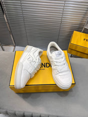 FENDI MATCH LOW TOPS IN WHITE CALFSKIN AND MESH
