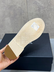 CHANEL 26S LOAFERS IN WHITE CANVAS WITH QUILTED FLAP & CHAIN CC LOGO