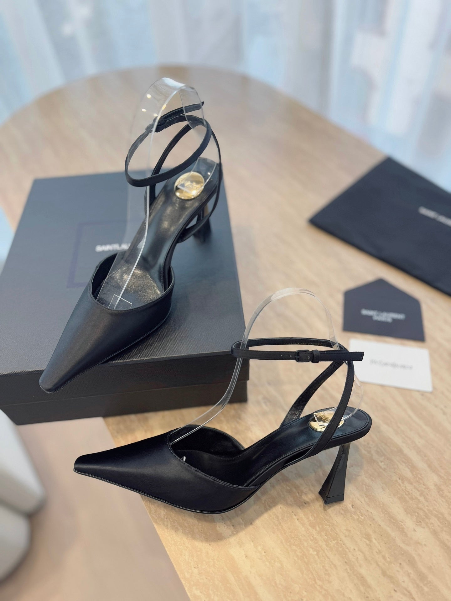HIGH SLINGBACK 75 MM IN BLACK CALFSKIN