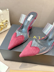ALAIA 26S HIGH-HEEL WEDGE MULES 95 MM IN DARK RED SUEDE