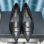 BALLET FLAT BLACK SHEEPSKIN POINTED TOE