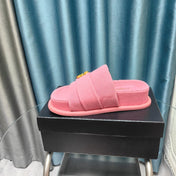 PLATFORM HEELS SANDALS IN LIGHT PINK WOOLEN FABRIC