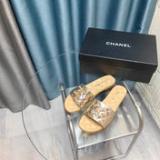 QUILTED SLIPPERS SILVER MIX BEIGE CREAM SHEEPSKIN