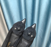 CC BALLET FLAT IN BLACK SUEDE AND CALFSKIN WITH FLOWER