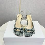 DIOR 26S HIGH-HEEL BACK-STRAP SHOES FABRIC WITH PLAID PATTERN