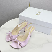 DIOR 26S HIGH-HEEL BACK-STRAP SHOES IN PALE DUSTY PINK SATIN