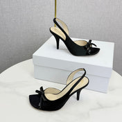 DIOR 26S HIGH-HEEL BACK-STRAP SHOES IN BLACK SATIN