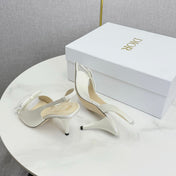 DIOR 26S HIGH-HEEL BACK-STRAP SHOES IN WHITE SATIN