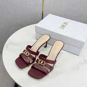 DIOR 26S 30 MONTAIGNE HIGH-HEELED IN BURGUNDY RED CALFSKIN GOLD HARDWARE
