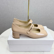 DIOR 26S MARY JANE HIGH HEELS 40MM IN NUDE PATENT CALFSKIN GOLD HARDWARE