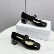DIOR 26S MARY JANE HIGH HEELS 40MM IN BLACK PATENT CALFSKIN GOLD HARDWARE