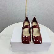 DIOR 26S MARY JANE HIGH HEELS 40MM IN WINE RED PATENT CALFSKIN GOLD HARDWARE