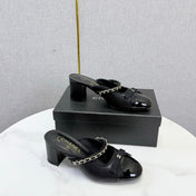 CHANEL 26S HIGH HEEL MULES 45 MM IN BLACK LAMBSKIN