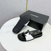 CHANEL 26S ICONIC CC SLIDES IN WHITE LAMBSKIN
