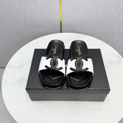 CHANEL 26S ICONIC CC SLIDES IN WHITE LAMBSKIN