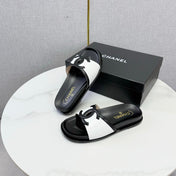 CHANEL 26S ICONIC CC SLIDES IN WHITE LAMBSKIN