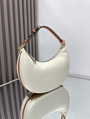 FENDIGRAPHY MEDIUM 29 IN WHITE AND ORANGE TRIM SMOOTH LAMBSKIN GOLD HARDWARE