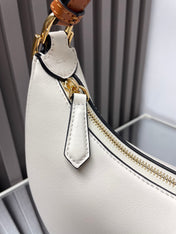 FENDIGRAPHY MEDIUM 29 IN WHITE AND ORANGE TRIM SMOOTH LAMBSKIN GOLD HARDWARE