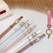 Gold Vlogo and Silver Hardware Buckle Gold White Calfskin 20mm
