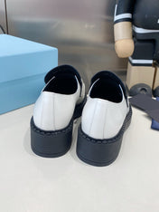 PRADA 26S LOAFERS IN WHITE CALFSKIN WITH LOGO