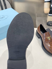 PRADA 26S LOAFERS IN DARK BROWN CROCODILE PRINT CALFSKIN