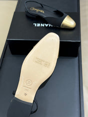 CC SLINGBACK 25S IN BLACK FABRIC MIX GOLD LAMBSKIN