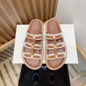 TIPPI SLIDE IN CANVAS & CALFSKIN NATURAL WHITE / TAN