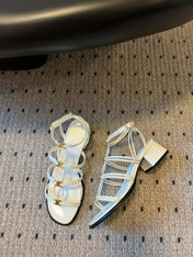 CLEMENCE MULTI TRIOMPHE 45 MM SANDAL IN WHITE LAMBSKIN