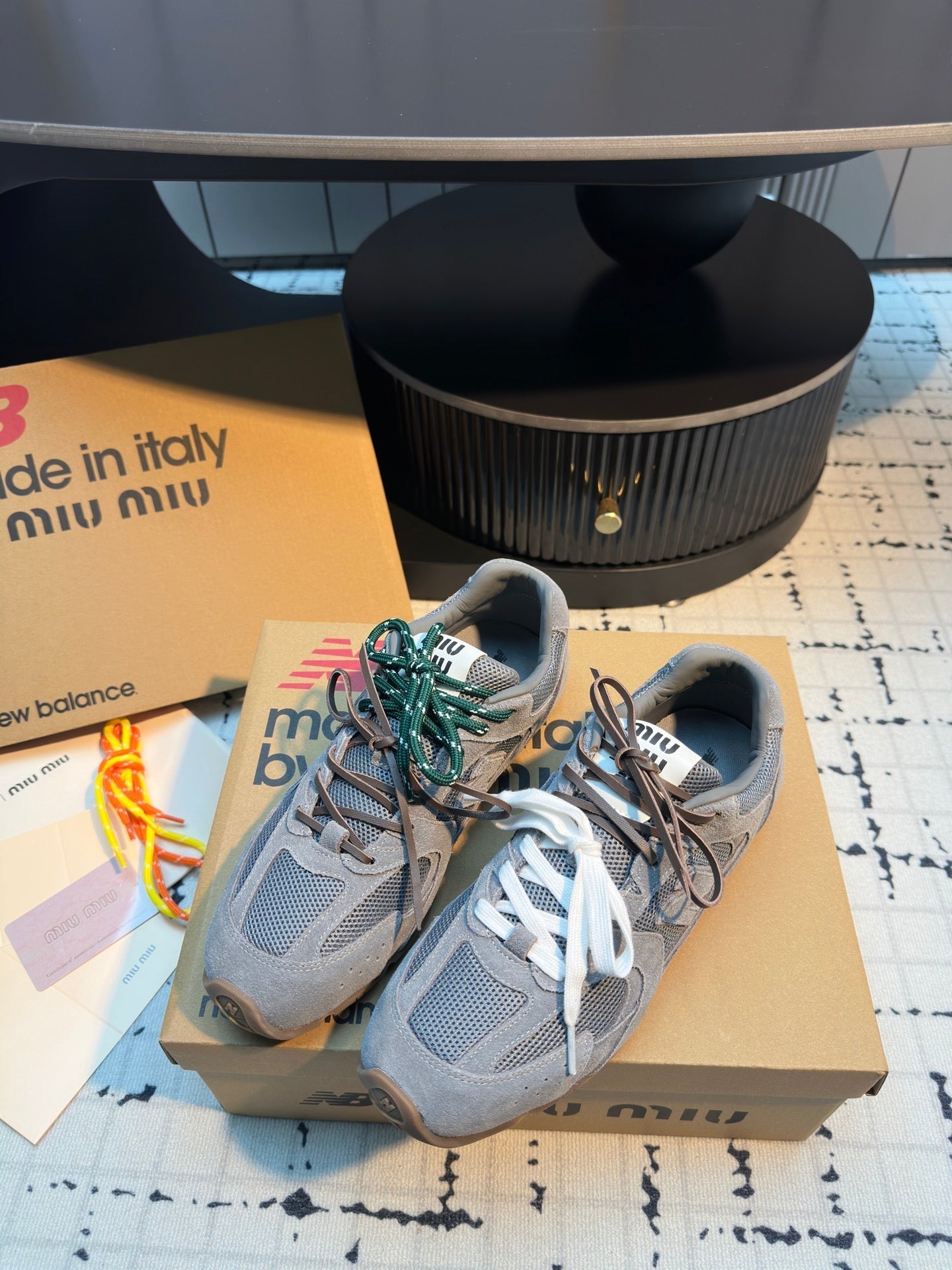 MIUMIU 26S RUNNING SNEAKERS IN GREY SUEDE AND MESH RUBBER SOLE