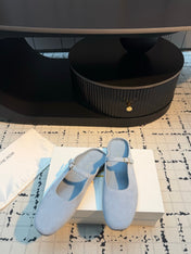 THE ROW 26S MARY JANE MULES 20MM IN LIGHT BLUE SUEDE