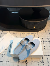THE ROW 26S MARY JANE MULES 20MM IN LIGHT BLUE SUEDE