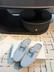 THE ROW 26S MARY JANE MULES 20MM IN LIGHT BLUE SUEDE