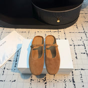 THE ROW 26S MARY JANE MULES 20MM IN CARAMEL BROWN SUEDE