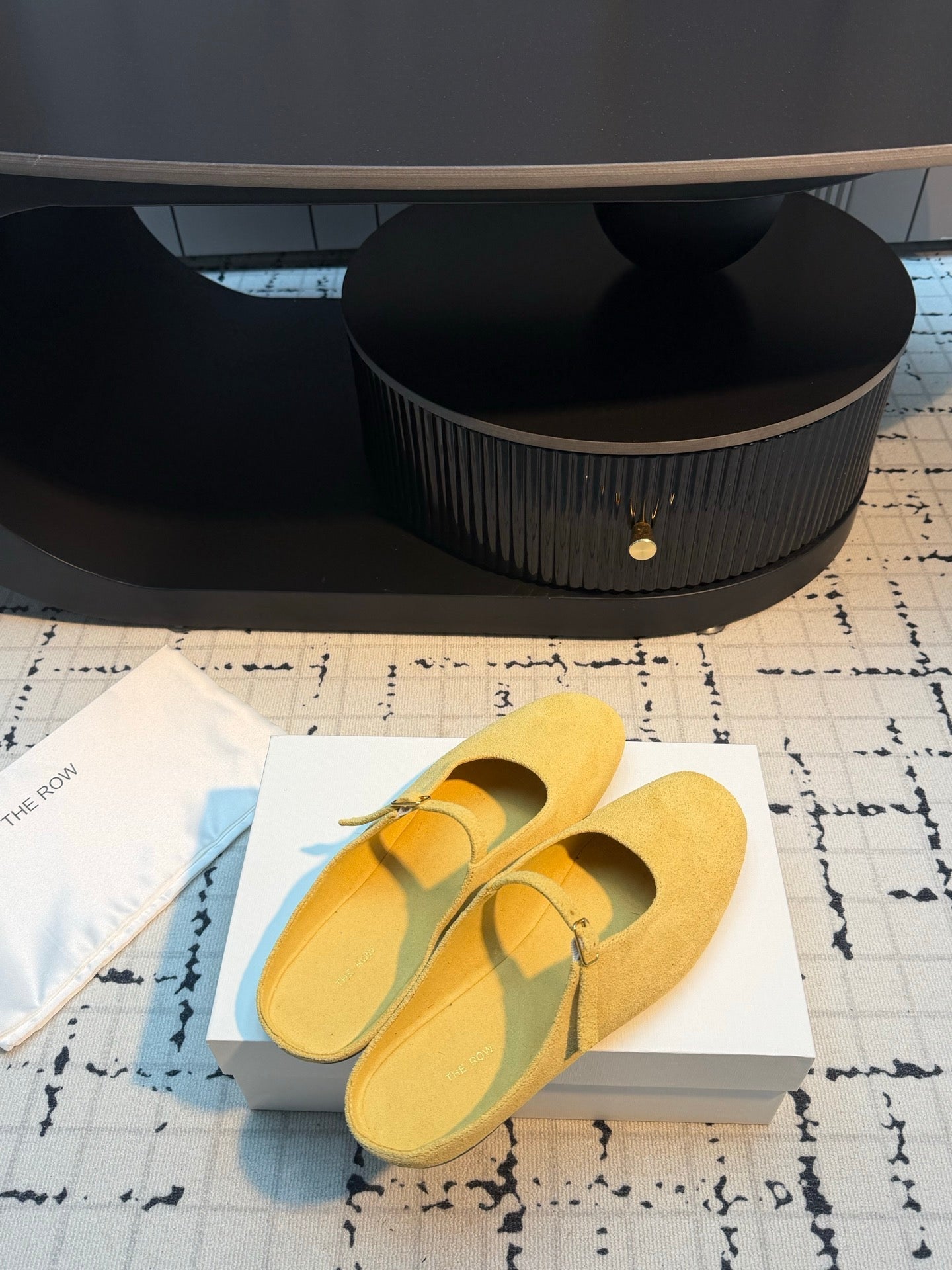 THE ROW 26S MARY JANE MULES 20MM IN YELLOW SUEDE