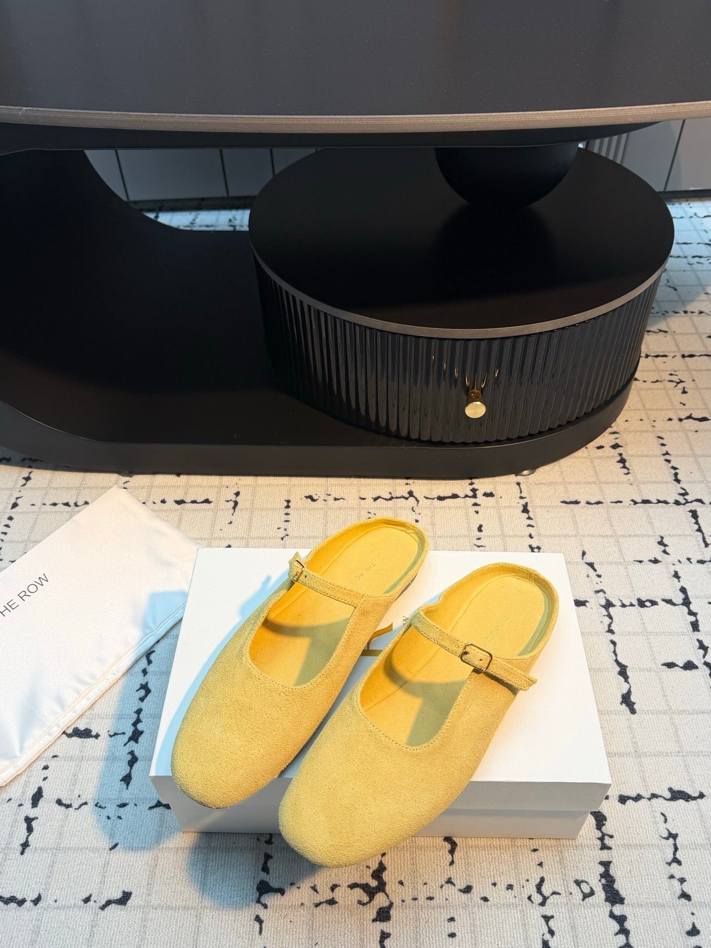 THE ROW 26S MARY JANE MULES 20MM IN YELLOW SUEDE