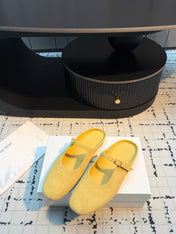 THE ROW 26S MARY JANE MULES 20MM IN YELLOW SUEDE