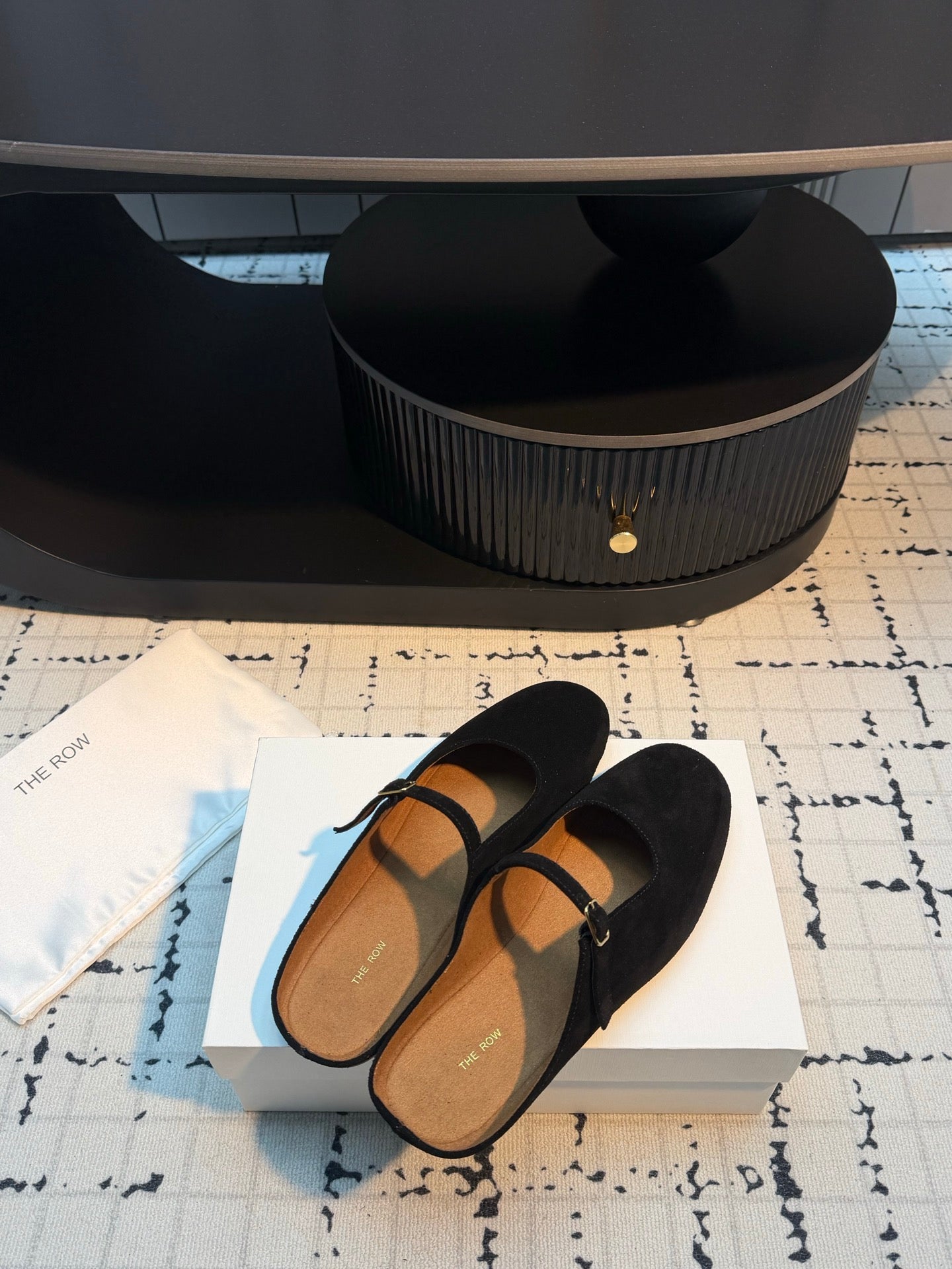 THE ROW 26S MARY JANE MULES 20MM IN BLACK SUEDE