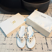 THE ROW 26S THONG SANDALS IN WHITE POLKA DOT SATIN