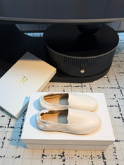 THE ROW 26S LOAFERS IN WHITE CALFSKIN