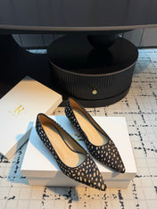 THE ROW 26S POINTED TOE HIGH HEELS 35MM IN BLACK SPOTTED CALF HAIR